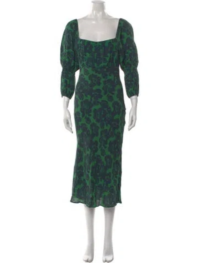 Pre-owned Peter Som Floral Print Midi Length Dress In Green