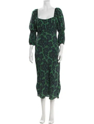 Pre-owned Peter Som Floral Print Midi Length Dress In Green