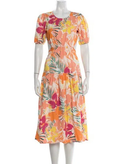 Pre-owned Peter Som Floral Print Midi Length Dress In Orange