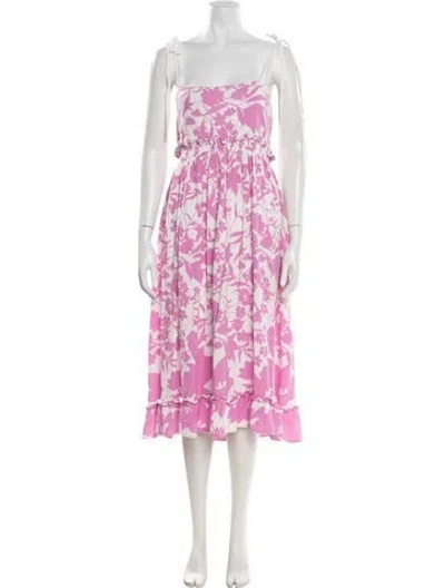 Pre-owned Peter Som Floral Print Midi Length Dress In Pink