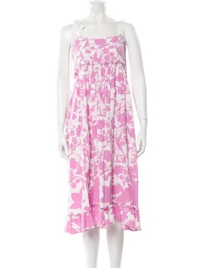 Pre-owned Peter Som Floral Print Midi Length Dress In Pink