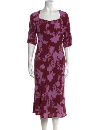 Pre-owned Peter Som Floral Print Midi Length Dress In Purple