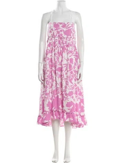 Pre-owned Peter Som Floral Print Midi Length Dress In Purple