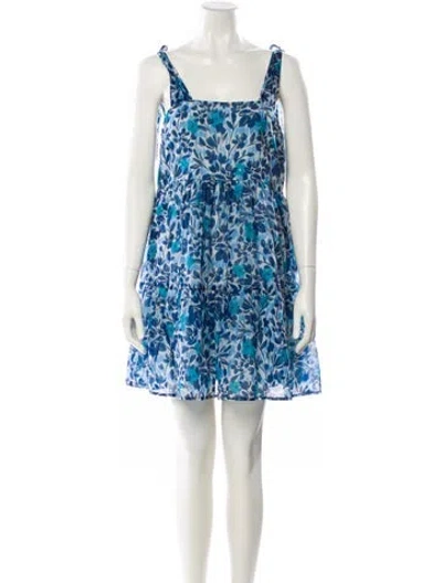 Pre-owned Peter Som Floral Print Mini Dress In Blue