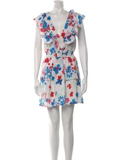 Pre-owned Peter Som Floral Print Mini Dress In Blue