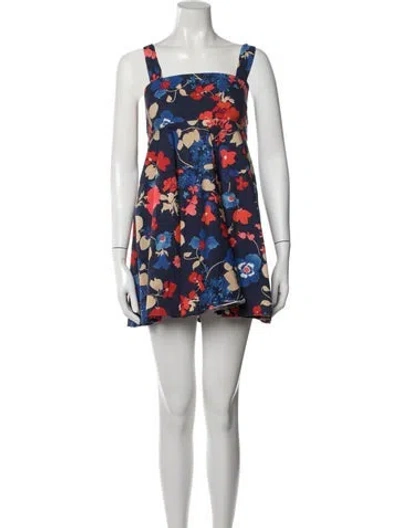 Pre-owned Peter Som Floral Print Mini Dress In Blue