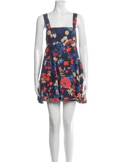 Pre-owned Peter Som Floral Print Mini Dress In Blue