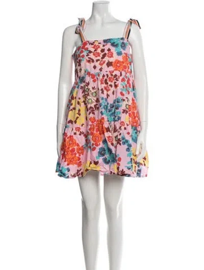 Pre-owned Peter Som Floral Print Mini Dress In Multi
