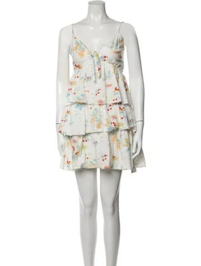 Pre-owned Peter Som Floral Print Mini Dress In Neutral
