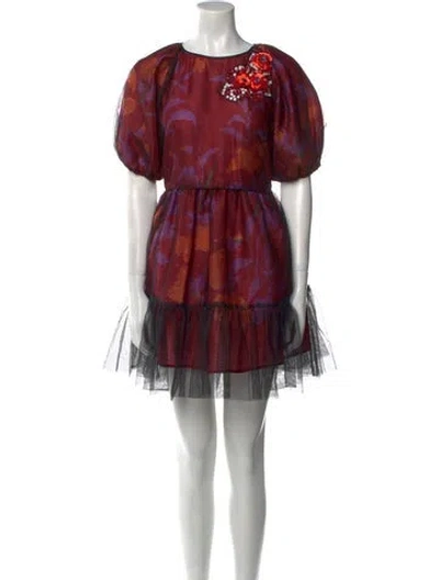 Pre-owned Peter Som Floral Print Mini Dress In Red
