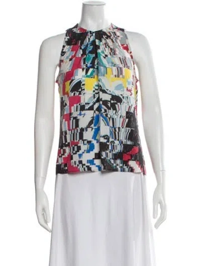 Pre-owned Peter Som Graphic Print Sleeveless Top In White