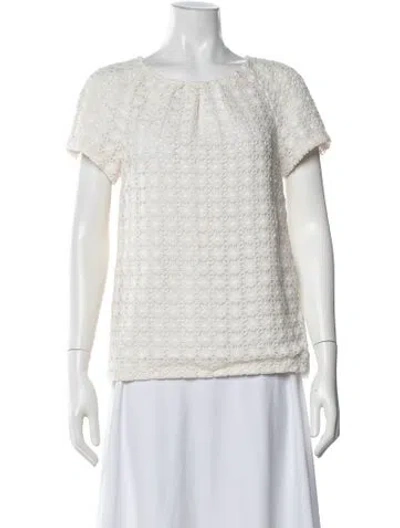 Pre-owned Peter Som Lace Pattern Crew Neck Top In Neutral