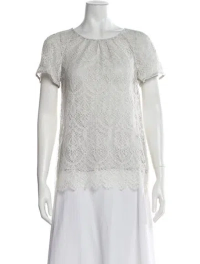 Pre-owned Peter Som Lace Pattern Crew Neck Top In White