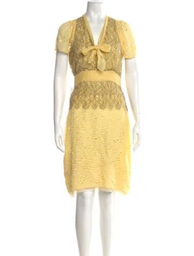 Pre-owned Peter Som Lace Pattern Knee-length Dress In Yellow