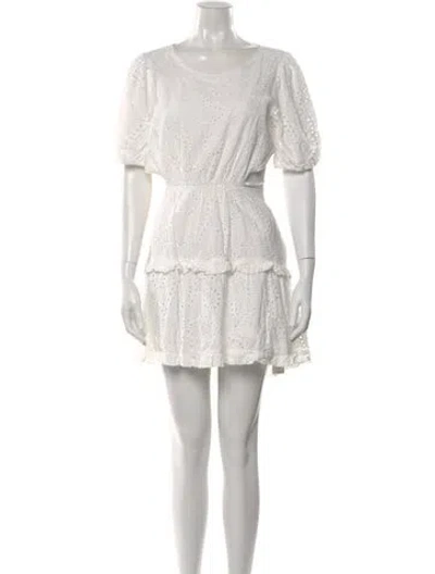 Pre-owned Peter Som Lace Pattern Mini Dress In White