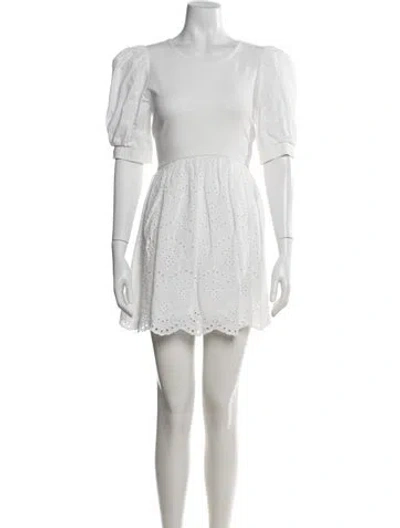 Pre-owned Peter Som Lace Pattern Mini Dress In White