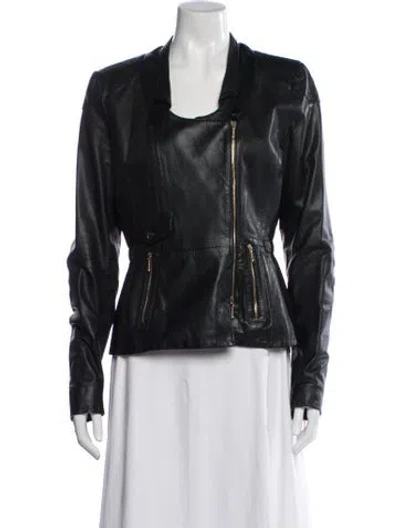 Pre-owned Peter Som Leather Biker Jacket In Black