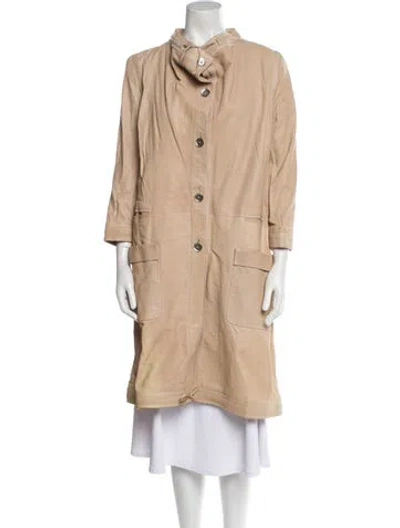 Pre-owned Peter Som Leather Coat In Neutral
