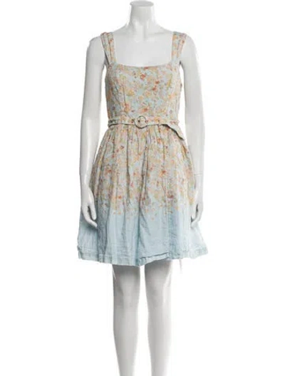 Pre-owned Peter Som Linen Mini Dress In Blue