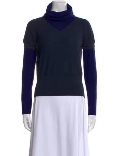Pre-owned Peter Som Merino Wool Turtleneck Sweatshirt In Blue