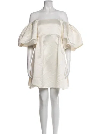Pre-owned Peter Som Off-the-shoulder Mini Dress In Neutral