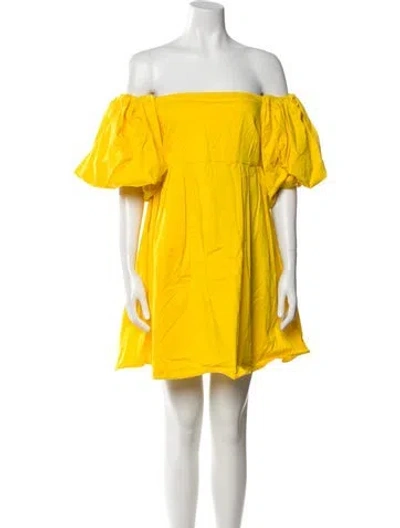 Pre-owned Peter Som Off-the-shoulder Mini Dress In Yellow