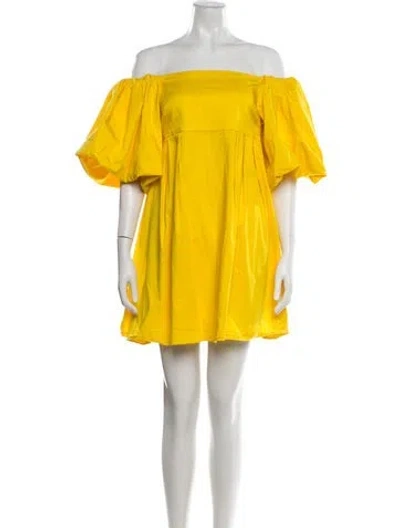 Pre-owned Peter Som Off-the-shoulder Mini Dress In Yellow