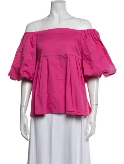Pre-owned Peter Som Off-the-shoulder Short Sleeve Top In Pink
