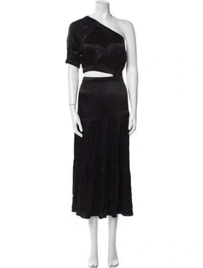 Pre-owned Peter Som One-shoulder Long Dress In Black