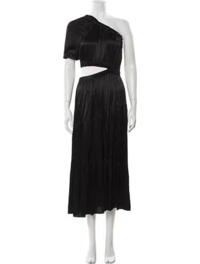 Pre-owned Peter Som One-shoulder Midi Length Dress In Black
