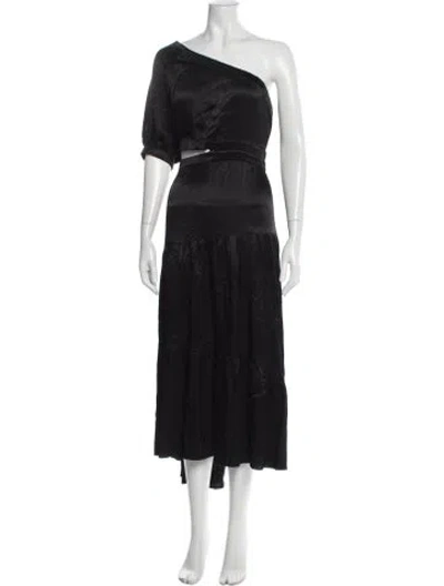 Pre-owned Peter Som One-shoulder Midi Length Dress In Black