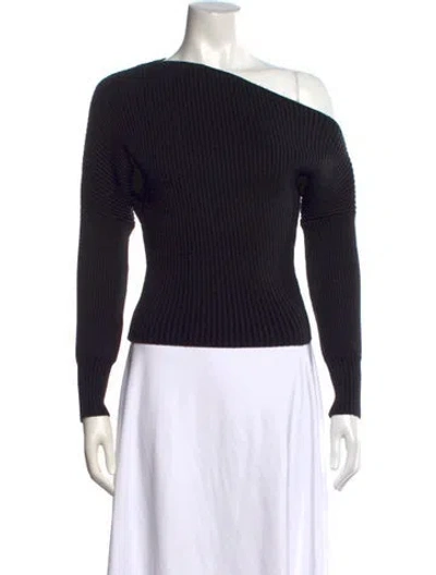 Pre-owned Peter Som One-shoulder Sweater In Black
