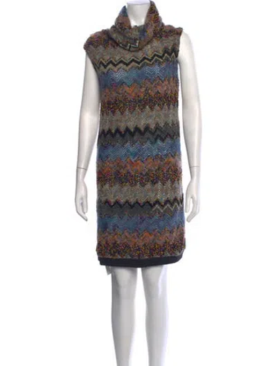 Pre-owned Peter Som Patterned Mini Dress In Blue