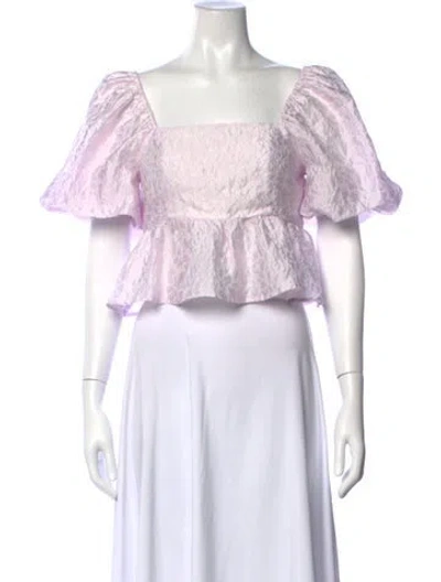 Pre-owned Peter Som Patterned Square Neckline Top In Purple