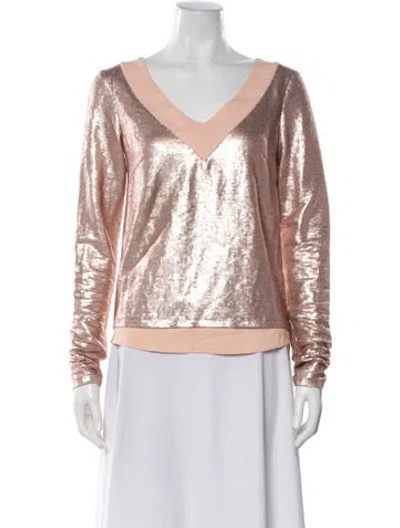 Pre-owned Peter Som Patterned V-neck Top In Pink