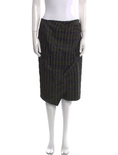 Pre-owned Peter Som Plaid Print Knee-length Skirt In Black