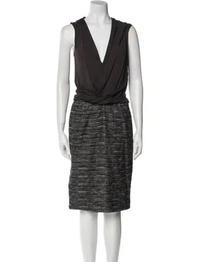Pre-owned Peter Som Plunge Neckline Midi Length Dress In Brown