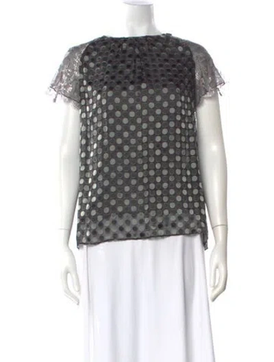 Pre-owned Peter Som Polka Dot Print Crew Neck Top In Black