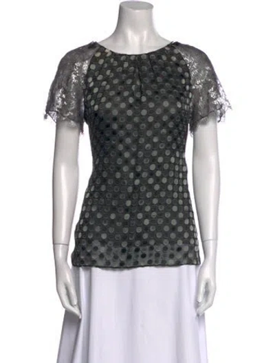 Pre-owned Peter Som Printed Bateau Neckline T-shirt In Black