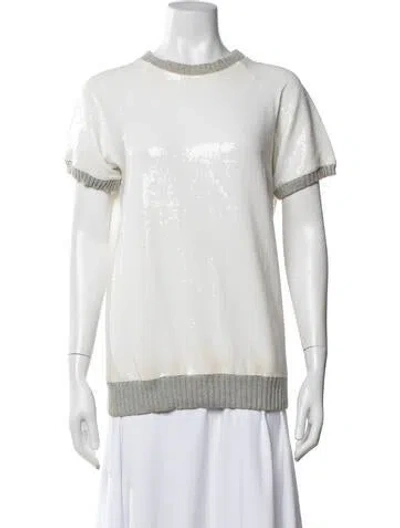 Pre-owned Peter Som Printed Crew Neck Top In Grey/white