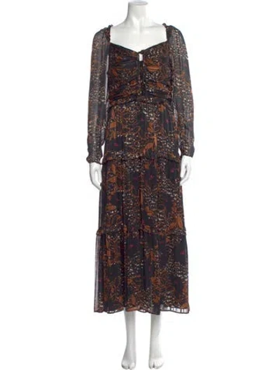 Pre-owned Peter Som Printed Long Dress In Multi