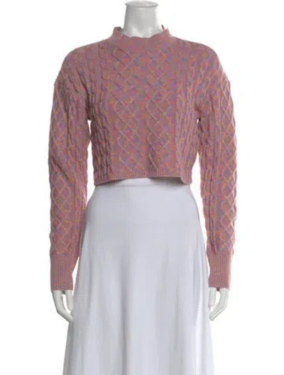Pre-owned Peter Som Printed Mock Neck Sweater In Pink