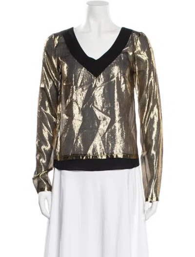 Pre-owned Peter Som Printed V-neck Blouse In Multi