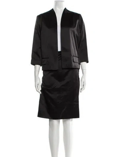 Pre-owned Peter Som Satin Skirt Suit In Black