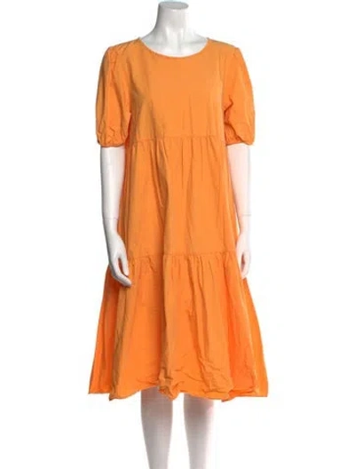 Pre-owned Peter Som Scoop Neck Midi Length Dress In Orange