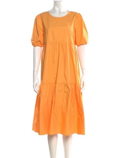 Pre-owned Peter Som Scoop Neck Midi Length Dress In Orange