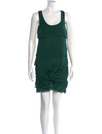 Pre-owned Peter Som Scoop Neck Mini Dress In Green