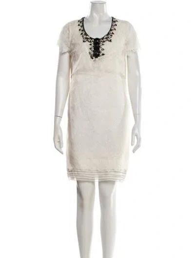 Pre-owned Peter Som Scoop Neck Mini Dress In Neutral