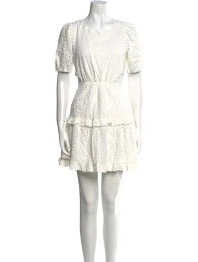 Pre-owned Peter Som Scoop Neck Mini Dress In White