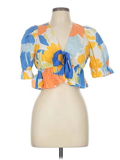 Pre-owned Peter Som Short Sleeve Blouse In Yellow